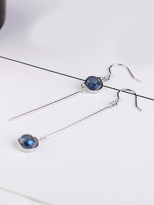 Peng Yuan Blue Crystal Asymmetrical Drop Earrings 1