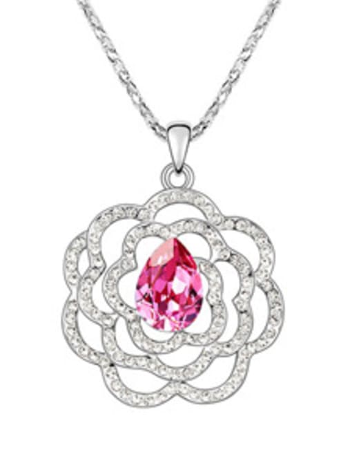 pink Fashion austrian Crystals Flower Alloy Necklace