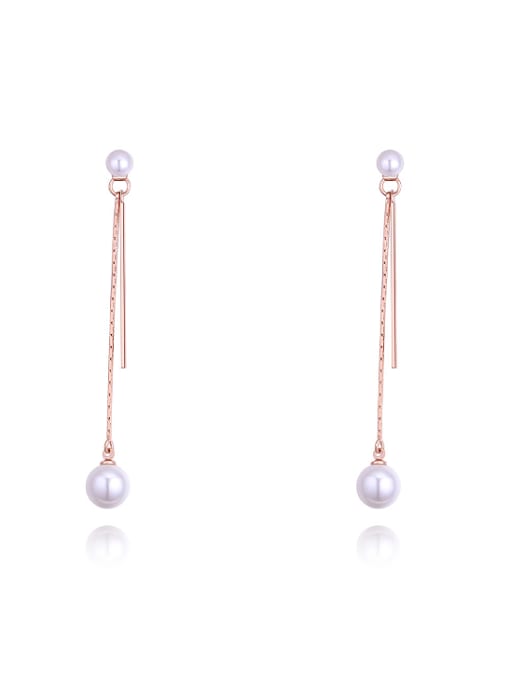 QIANZI Simple Imitation Pearls Alloy Plating Drop Earrings