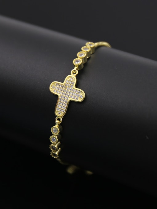 Golden Cross Zircon Stretch Bracelet