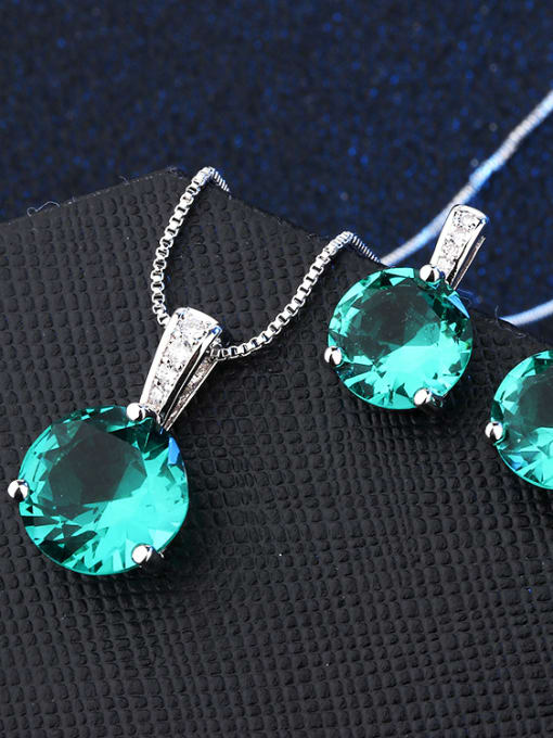 green Copper With Glass stone Classic Round 2 Piece Jewelry Set