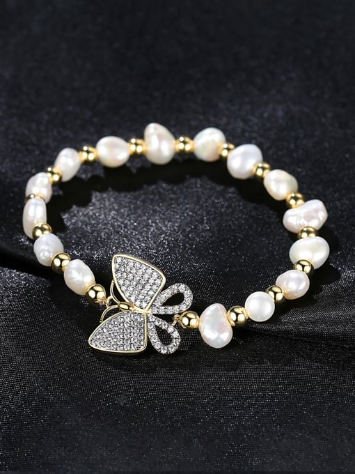 BLING SU Copper With Gold Plated Fashion Butterfly Anniversary Bracelets 2