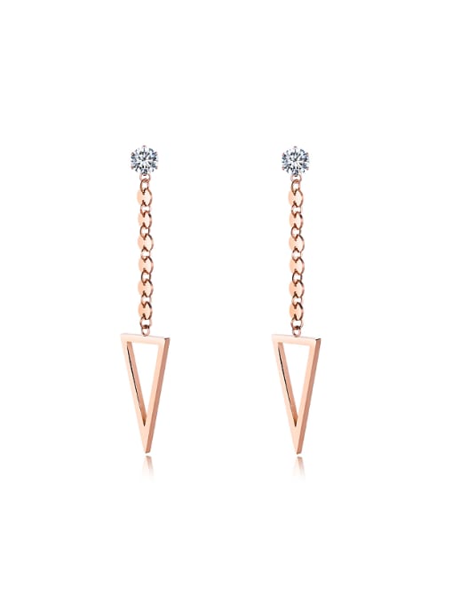 Open Sky Simple Hollow Triangle Zircon Rose Gold Plated Drop Earrings 0