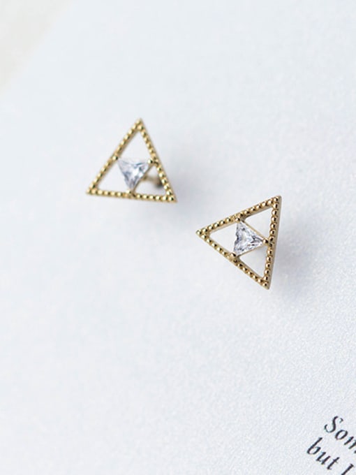 Rosh Shimmering Gold Plated Triangle Shaped S925 Silver Stud Earrings 1