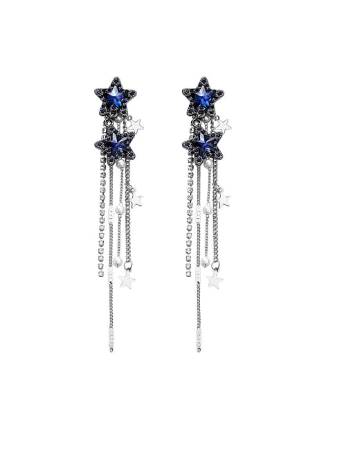 Gun color Alloy With Gun Plated Vintage Artificial Pearl Tassel Earrings