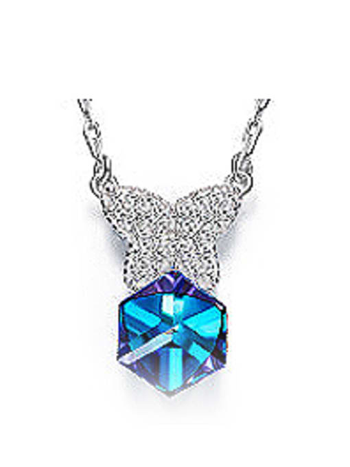 CEIDAI Blue Crystal S925 Silver Necklace 0