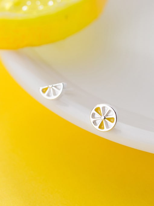 Rosh 925 Sterling Silver With Platinum Plated Cute Lemon Slices  Stud Earrings 3