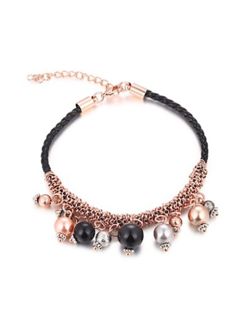 Ronaldo Exquisite Rose Gold Plated Plastic Beads Bracelet