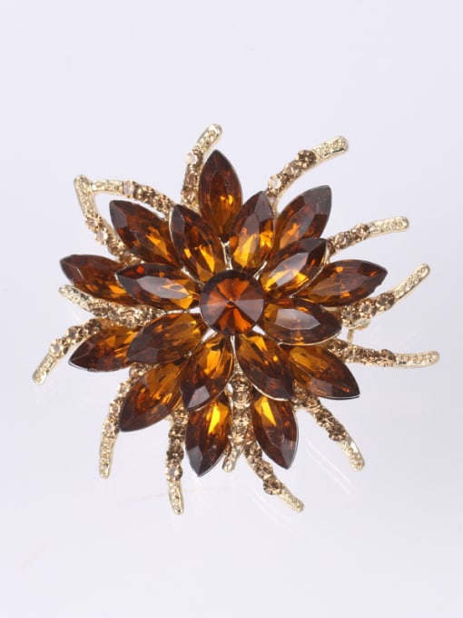 XD7938 brown Alloy With Platinum Plated Exaggerated Flower Brooches