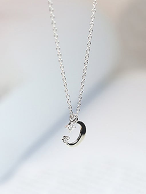 Peng Yuan Little Moon Zircon Silver Necklace 0