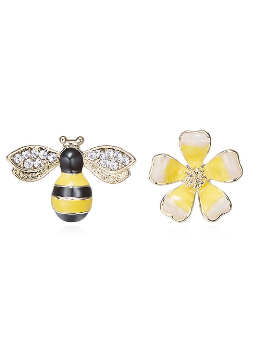 CEIDAI Personalized Little Bee Flower Copper Stud Earrings 0