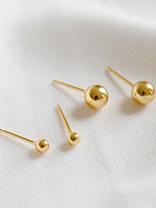 DAKA 925 Sterling Silver With 18k Gold Plated Classic Ball Stud Earrings 0