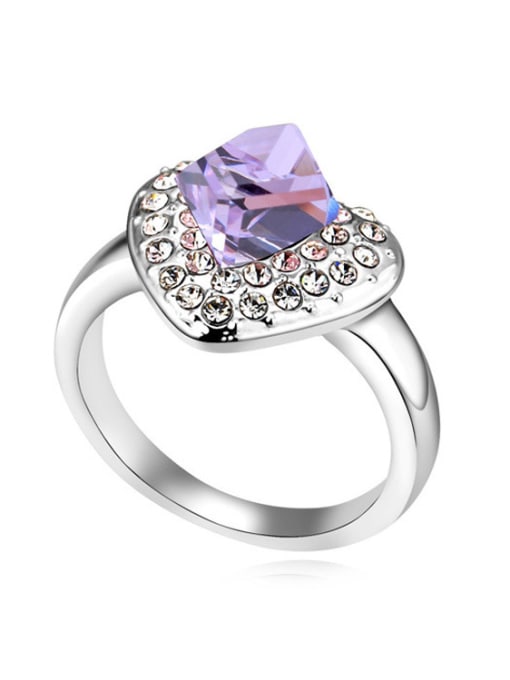 purple Fashion Cubic austrian Crystal Heart Alloy Ring