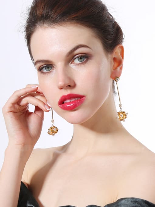 KM Handmade Artificial Pearls Flowers Shaped Drop Earrings 1