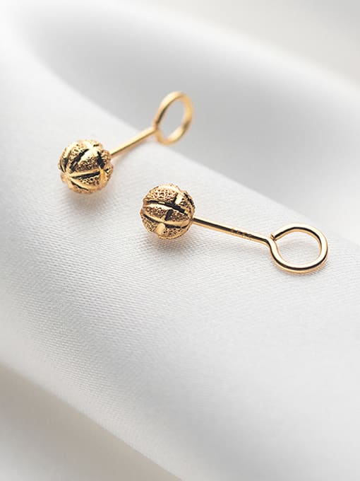 Rosh 925 Sterling Silver With Gold Plated Rock Round Ball Pattern Ear Hook 2