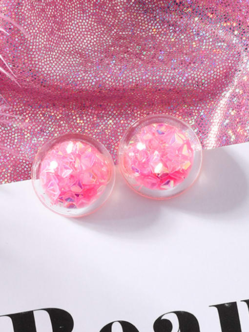 D Pink (Diamond) Alloy With Platinum Plated Cute Colorful Sequins transparent Ball Drop Earrings