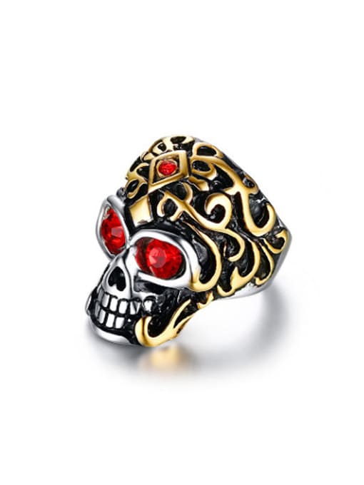 CONG Punk Style Skull Shaped Rhinestone Titanium Ring 0