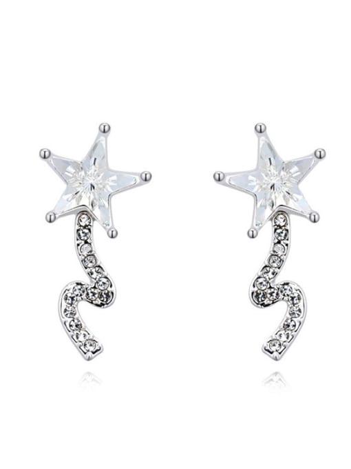 White Fashion Star austrian Crystals Alloy Platinum Plated Stud Earring
