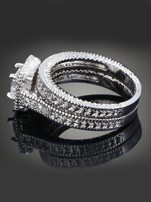 Wei Jia Fashion Shiny Zirconias Copper Platinum Plated Ring 3