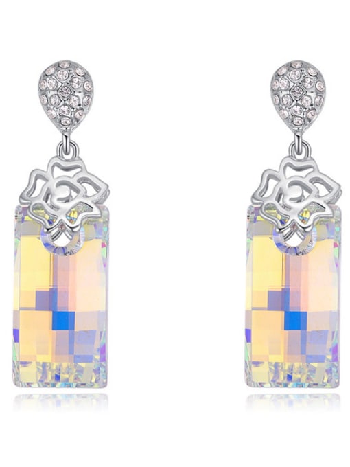QIANZI Simple Rectangular austrian Crystals Alloy Earrings 2