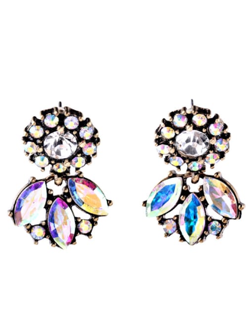 KM Fashion Artificial stones Flower Alloy Stud Chandelier earring