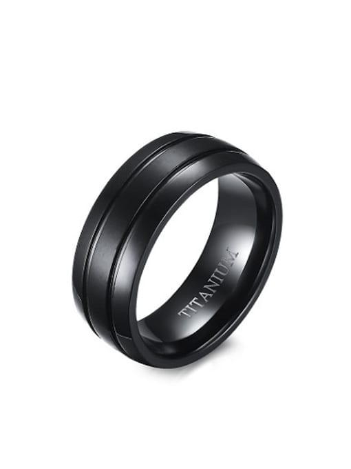 Black Personality Black Gun Plated High Polished Titanium Ring