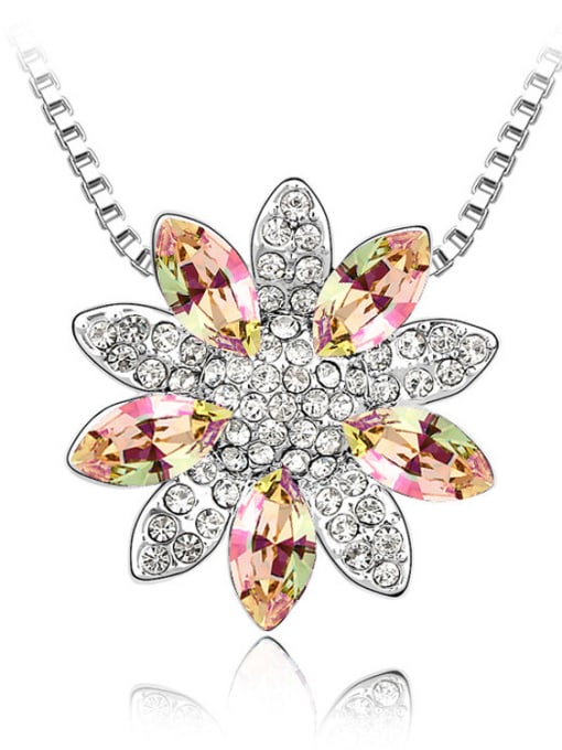 multi-color Fashion austrian Crystals Flowery Pendant Alloy Necklace
