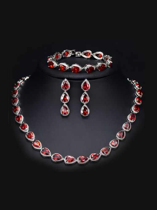 Red Noble Wedding Two Pieces Jewelry Set