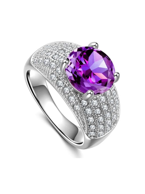 Violet Copper With Cubic Zirconia  Delicate Round Multistone Rings
