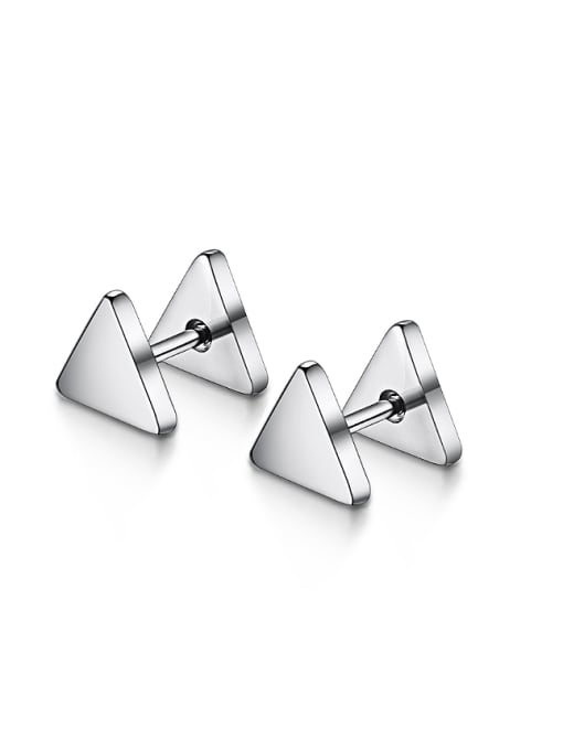 Open Sky Simple Tiny Triangle Smooth Titanium Stud Earrings 0