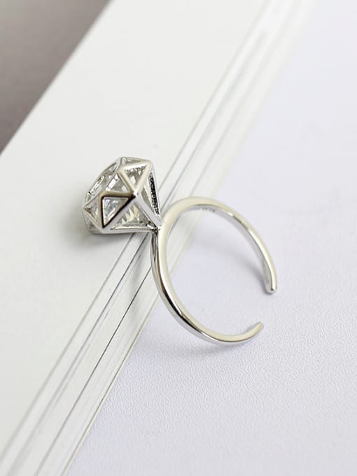 DAKA Exaggerated Diamond-shaped Silver Opening Ring 2