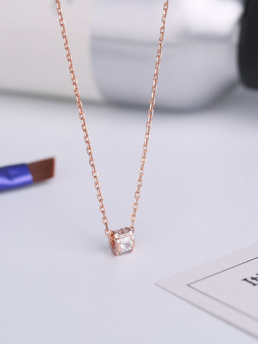 One Silver Rose Gold Zircon Necklace 2
