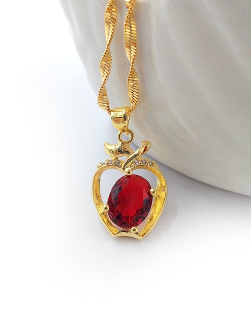 Neayou Elegant Red Apple Shaped Necklace 3