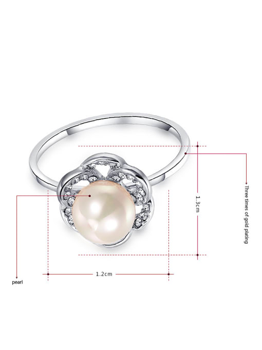 Ronaldo Women All-match Flower Shaped Artificial Pearl Ring 1