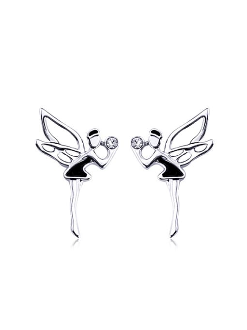 OUXI 18K White Gold Butterfly Shaped Austria Crystal stud Earring 0