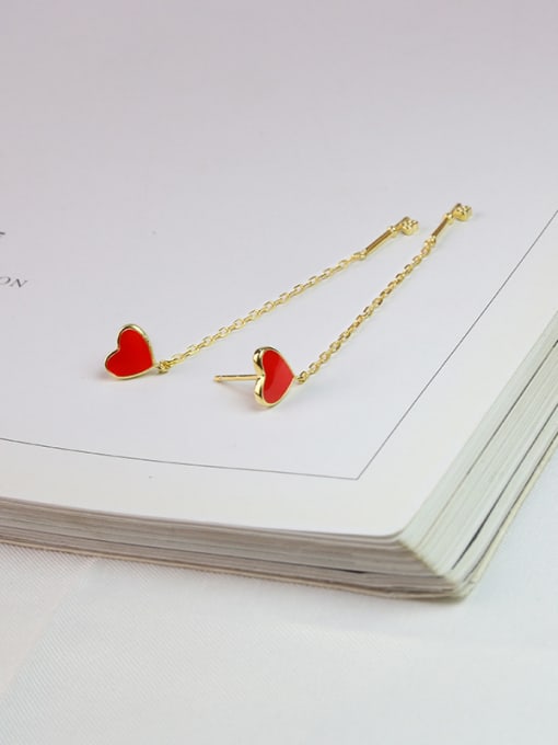 Peng Yuan Little Red Heart shapes Gold Plated Earrings 2