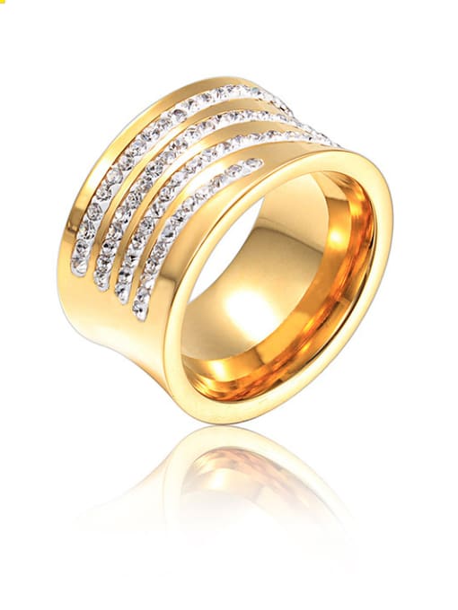 KAKALEN Stainless Steel With Gold Plated Trendy Band Rings 0