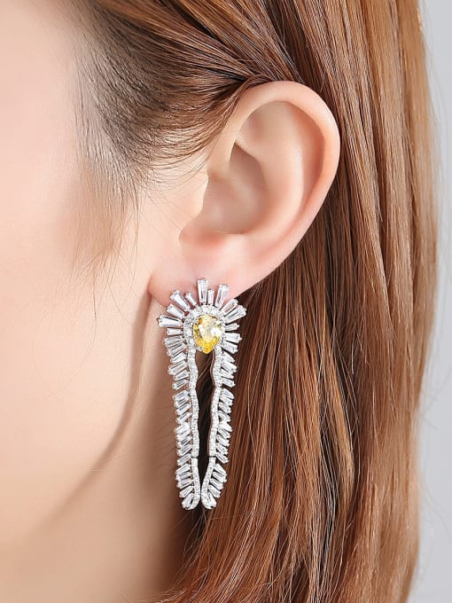 BLING SU Copper With  Cubic Zirconia Luxury Flower Stud Earrings 1