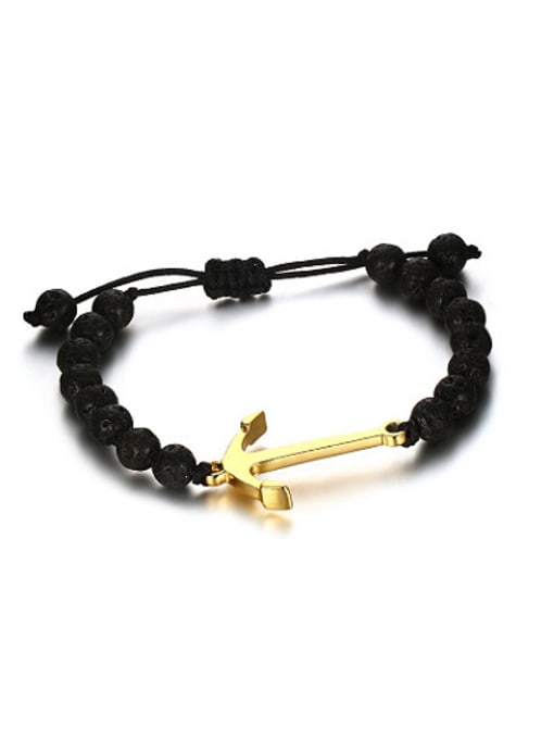 CONG Adjustable Length Gold Plated Black Stone Bracelet 0