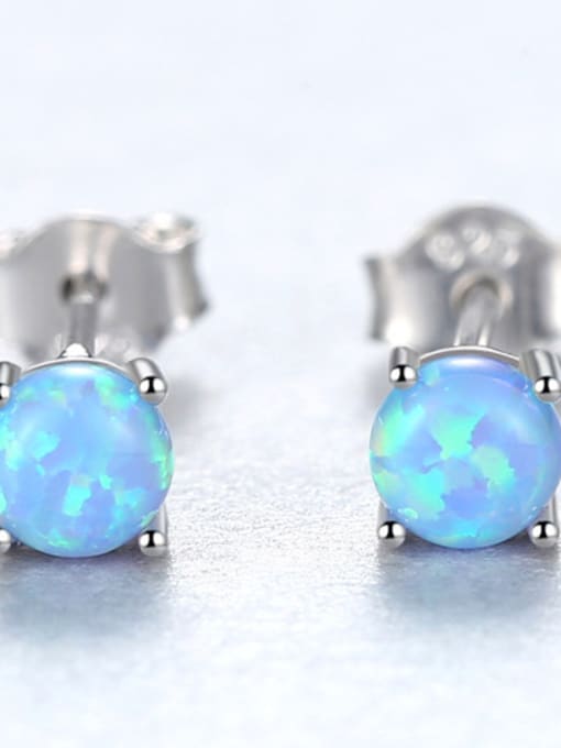 Blue Sterling Silver Color opal Mini studs earring
