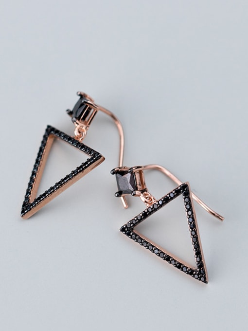 Rosh 925 Sterling Silver With Rose Gold Plated Personality Triangle Hook Earrings 3
