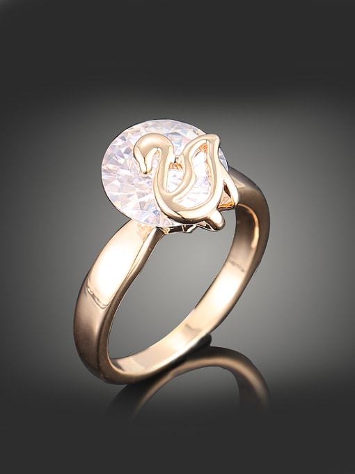 Wei Jia Simple Gold Plated Cubic Zircon Copper Ring 0
