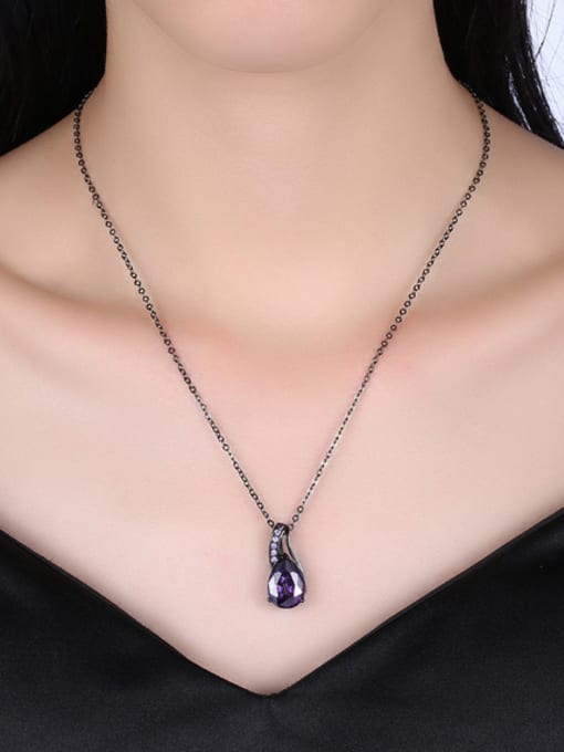 OUXI Fashion Water Drop Shaped Zircon Necklace 1