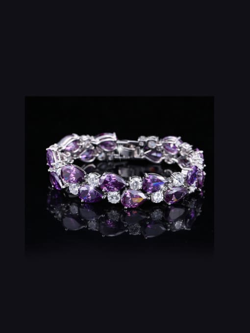 Purple 19Cm Color Zircon Wedding Bracelet