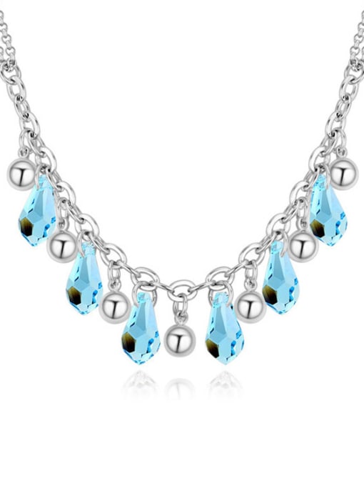 blue Fashion Water Drop austrian Crystals Little Beads Alloy Necklace