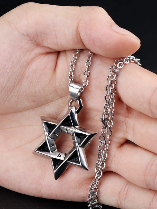 Open Sky Black Six-pointed Star Titanium Necklace 2