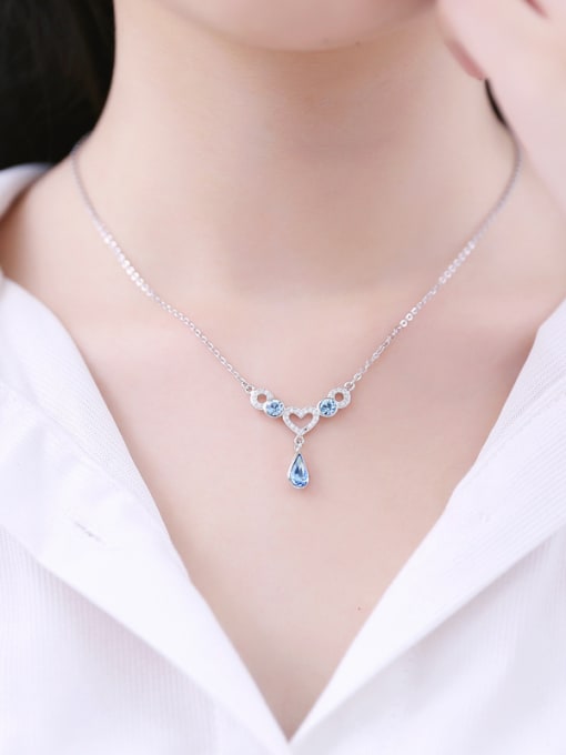 kwan Micro Pave Heart Water Drop Women Necklace 1