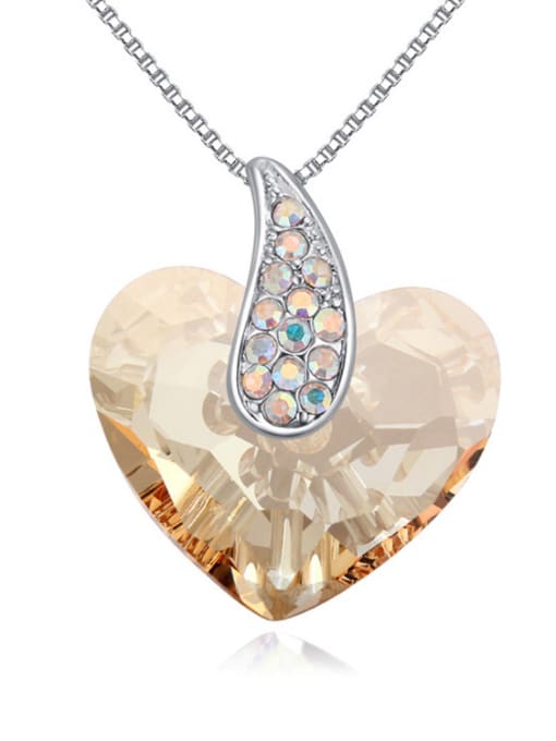 QIANZI Simple Heart austrian Crystal Alloy Necklace 1