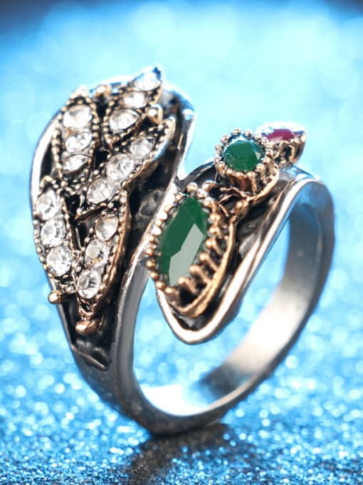 Gujin Retro style Ethnic Resin stone Crystals Alloy Ring 2