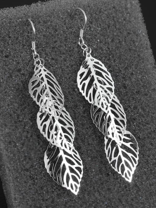 SANTIAGO Simple Hollow Leaves 925 Sterling Silver Earrings 1